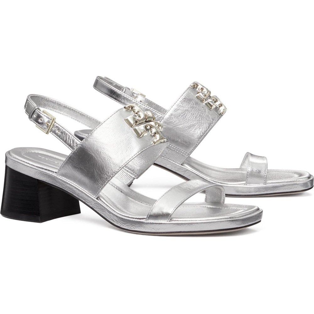 Tory Burch
Eleanor 55mm logo-plaque sandals silver size 8